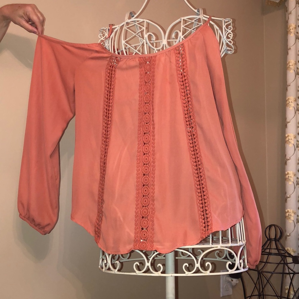 Burnt Orange / Rust Cold Shoulder Blouse